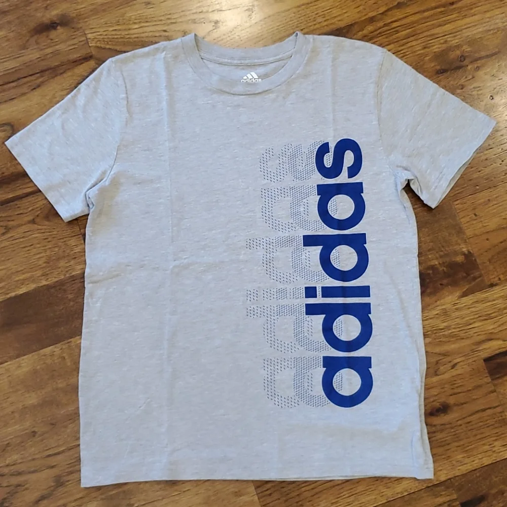 Boys Adidas logo t-shirt gray & blue size 10/12